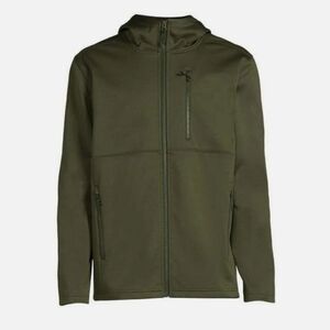 Swiss Tech Men's Full-Zip Water Resistant Hooded Olive Green Rain Jacket
